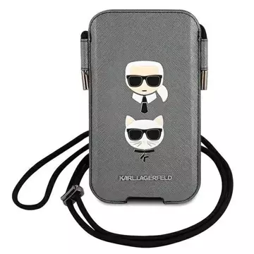 Karl Lagerfeld Handtasche KLHCP12LOPHKCG 6.7" grau/grau Hardcase Saffiano Ikonik Karl