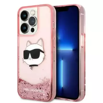 Karl Lagerfeld KLHCP14XLNCHCP Hülle für iPhone 14 Pro Max 6,7" Hartschale Glitter Choupette Head pink/pink