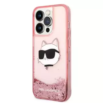 Karl Lagerfeld KLHCP14XLNCHCP Hülle für iPhone 14 Pro Max 6,7" Hartschale Glitter Choupette Head pink/pink