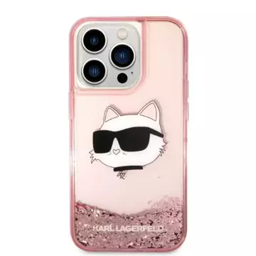 Karl Lagerfeld KLHCP14XLNCHCP Hülle für iPhone 14 Pro Max 6,7" Hartschale Glitter Choupette Head pink/pink