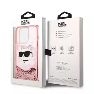 Karl Lagerfeld KLHCP14XLNCHCP Hülle für iPhone 14 Pro Max 6,7" Hartschale Glitter Choupette Head pink/pink