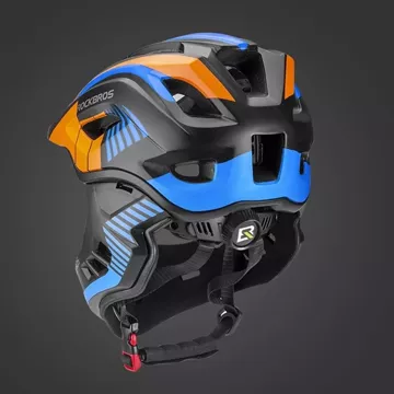 Kinderfahrradhelm mit abnehmbarem Visier Rockbros TT-32SOBL-S Größe S - Schwarz und Orange