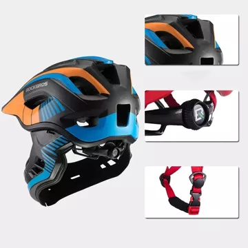 Kinderfahrradhelm mit abnehmbarem Visier Rockbros TT-32SOBL-S Größe S - Schwarz und Orange