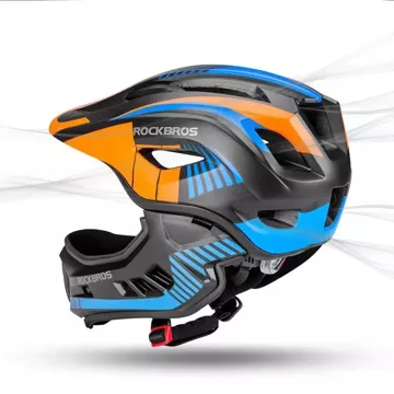 Kinderfahrradhelm mit abnehmbarem Visier Rockbros TT-32SOBL-S Größe S - Schwarz und Orange