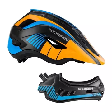 Kinderfahrradhelm mit abnehmbarem Visier Rockbros TT-32SOBL-S Größe S - Schwarz und Orange