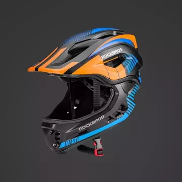 Kinderfahrradhelm mit abnehmbarem Visier Rockbros TT-32SOBL-S Größe S - Schwarz und Orange