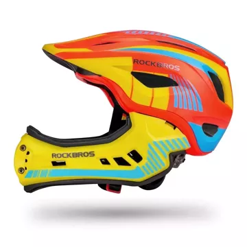 Kinderfahrradhelm mit abnehmbarem Visier Rockbros TT-32SOYB-S Größe S - gelb-orange