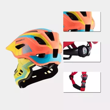 Kinderfahrradhelm mit abnehmbarem Visier Rockbros TT-32SOYB-S Größe S - gelb-orange