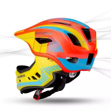 Kinderfahrradhelm mit abnehmbarem Visier Rockbros TT-32SOYB-S Größe S - gelb-orange