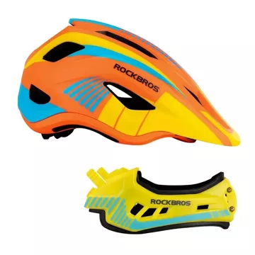 Kinderfahrradhelm mit abnehmbarem Visier Rockbros TT-32SOYB-S Größe S - gelb-orange