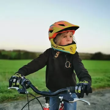 Kinderfahrradhelm mit abnehmbarem Visier Rockbros TT-32SOYB-S Größe S - gelb-orange