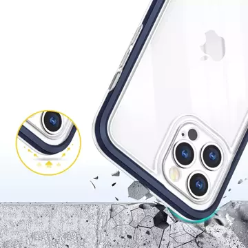 Klare 3-in-1-Hülle für iPhone 12 Pro, blauer Rahmen, Gel-Cover