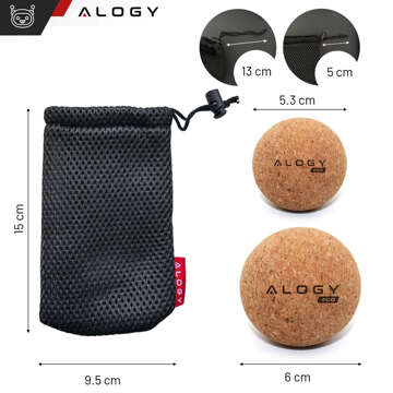 Korkball Set mit 2 ECO-Bällen für Muskelmassage-Massagegerät, harte kleine Korkbälle 6 cm und 5,3 cm, Alog-Tasche, Sport-Fitnessmatte