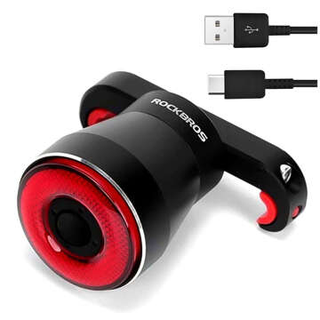 LED-Fahrradrücklicht USB RockBros Smart TL907Q51 für das Heck des Fahrrads unter dem Sattel 60lm hellrote Beleuchtung