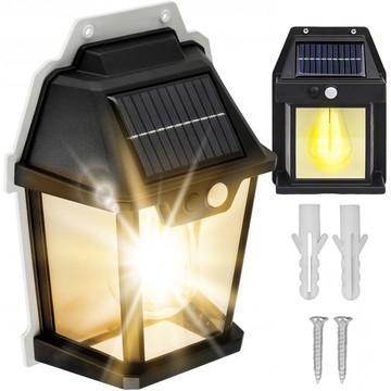 LED Solar Fassadenwandleuchte Außen Glühbirne Dämmerung Bewegungsmelder Wasserdicht IP65 Wandleuchte Retro Gartenleuchte