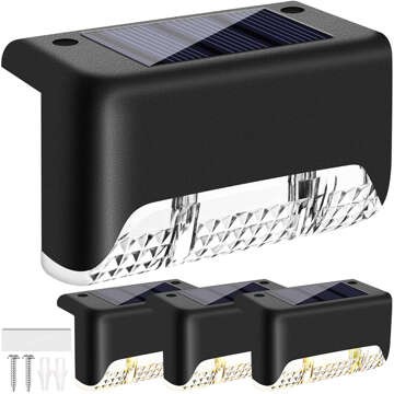 LED-Solar-Gartenlampe für Terrasse, Balkon, Treppe, Balustrade mit Dämmerungssensor, AAA-Batterie, schwarz