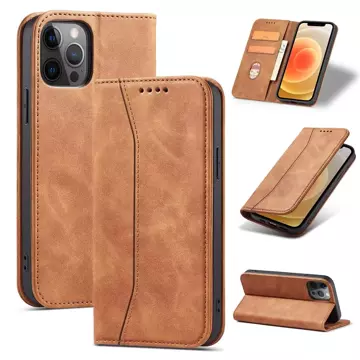 Magnet Fancy Case für iPhone 12 Pro Tasche Card Wallet Card Stand Brown