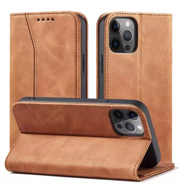 Magnet Fancy Case für iPhone 12 Pro Tasche Card Wallet Card Stand Brown