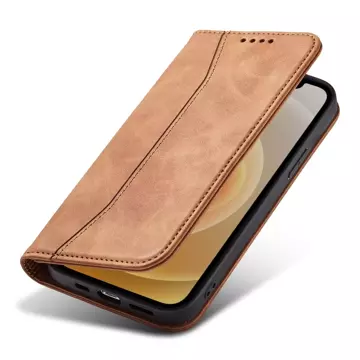 Magnet Fancy Case für iPhone 12 Pro Tasche Card Wallet Card Stand Brown