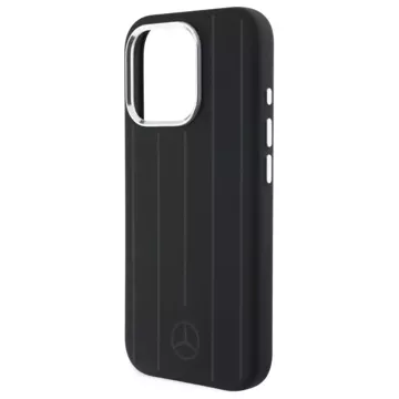 Mercedes-Etui für iPhone 16 Pro Max 6,9" Schwarzes HardCase Silikon Vertikale Tonstreifen MagSafe