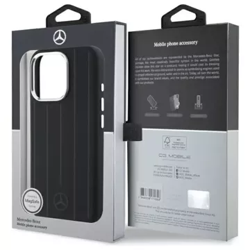 Mercedes-Etui für iPhone 16 Pro Max 6,9" Schwarzes HardCase Silikon Vertikale Tonstreifen MagSafe