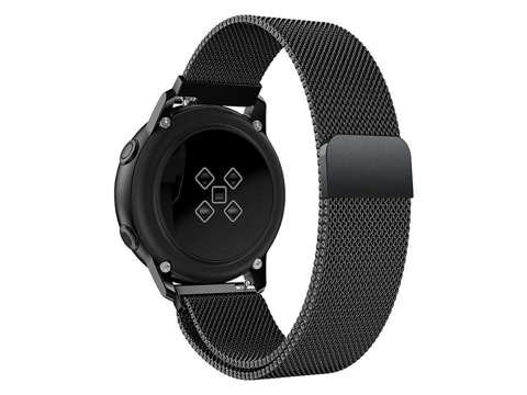 Milanese Armband Alogy Armband Edelstahl für 22mm Smartwatch Schwarz