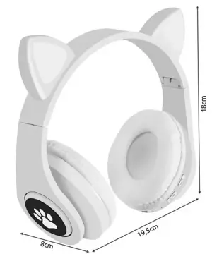 On-Ear Bluetooth 5.0 EDR Wireless Kopfhörer mit Katzenohren Weiß