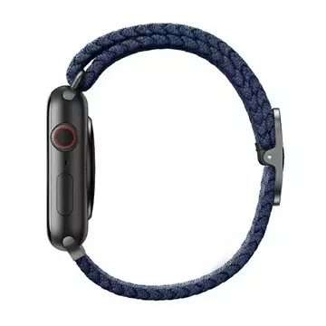 Pasek UNIQ Aspen do Apple Watch 40/38/41 mm Serie 4/5/6/7/8/SE/SE2 Geflochtenes Niebieski/Oxford-Blau