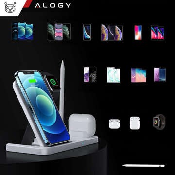 Qi 4in1 Alogy Induktionsladegerät für Apple iPhone / Watch / AirPods / Pen White