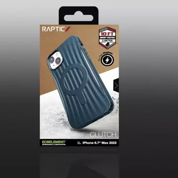 Raptic Clutch Built Case iPhone 14 Plus mit MagSafe Rückseite blau