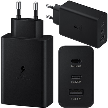 Schnelles 65-W-Wandladegerät 2x USB-C Typ C PD USB-A USB Alogy 3 Ports stark Schwarz