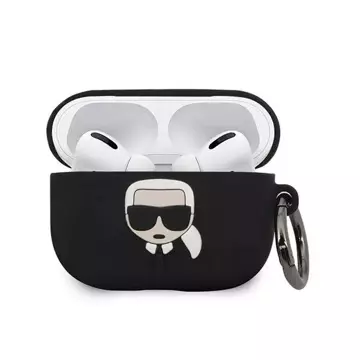 Schutzhülle für Kopfhörer Karl Lagerfeld KLACAPSILGLBK für Apple AirPods Pro Cover schwarz/schwarz Silikon Ikonik