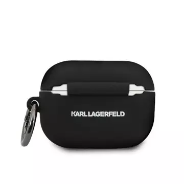 Schutzhülle für Kopfhörer Karl Lagerfeld KLACAPSILGLBK für Apple AirPods Pro Cover schwarz/schwarz Silikon Ikonik