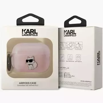 Schutzhülle für Kopfhörer Karl Lagerfeld KLAP2HNCHTCP für Apple AirPods Pro 2 Abdeckung rosa/rosa Ikonik Choupette