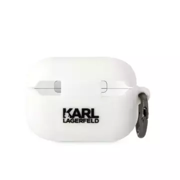 Schutzhülle für Kopfhörer Karl Lagerfeld KLAP2RUNCHH für Apple AirPods Pro 2 Cover weiß/weiß Silikon Choupette Head 3D