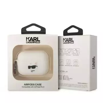 Schutzhülle für Kopfhörer Karl Lagerfeld KLAP2RUNCHH für Apple AirPods Pro 2 Cover weiß/weiß Silikon Choupette Head 3D