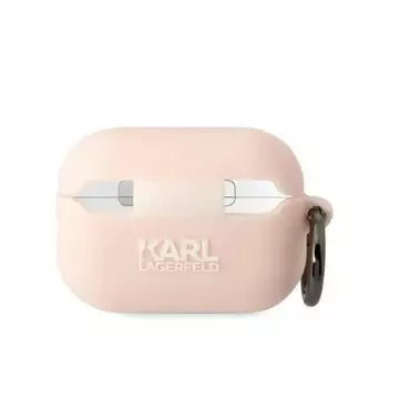 Schutzhülle für Kopfhörer Karl Lagerfeld KLAP2RUNCHP für Apple AirPods Pro 2 Abdeckung rosa/rosa Silikon Choupette Head 3D