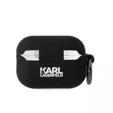 Schutzhülle für Kopfhörer Karl Lagerfeld KLAP2RUNIKK für Apple AirPods Pro 2 Hülle schwarz/schwarz Silikon Karl Head 3D