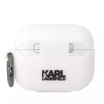 Schutzhülle für Kopfhörer Karl Lagerfeld KLAPRUNCHH für Apple AirPods Pro Cover weiß/weiß Silikon Choupette Head 3D