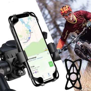 Sicherheitsgurt Alogy TPU-Gummiband zum Schutz des Telefons 4,7"-6,7" für Fahrradhalter Universal Schwarz