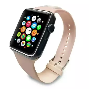 Smartwatch-Armband Karl Lagerfeld KLAWLSLCP für Apple Watch 42/44/45 mm rosa/rosa Armband Silikon-Choupette-Köpfe