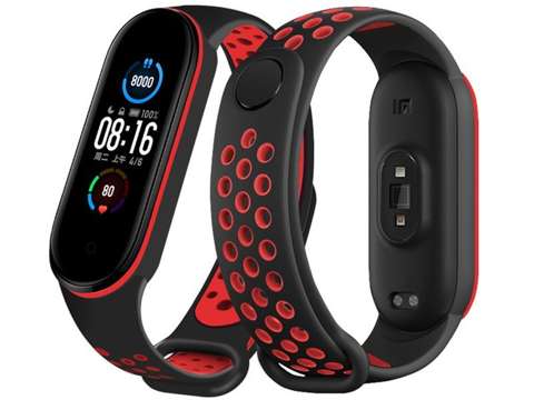 Sportarmband Alogy Band für Xiaomi Mi Band 5/6 schwarz und rot