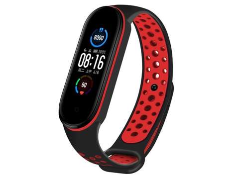 Sportarmband Alogy Band für Xiaomi Mi Band 5/6 schwarz und rot