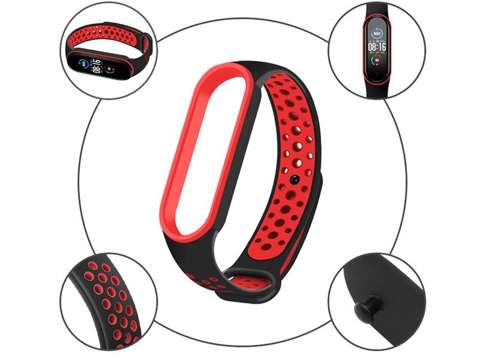 Sportarmband Alogy Band für Xiaomi Mi Band 5/6 schwarz und rot