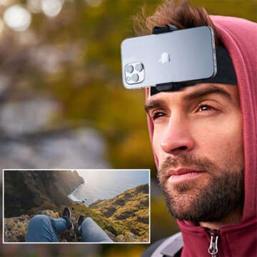 Stirnband, Helm, 2-in-1-Halterung für Telefon, GoPro Hero, DJI, SJCAM, EKEN Alogy Sportkameras, schwarz