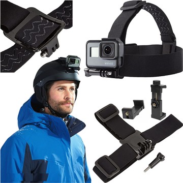 Stirnband, Helm, 2-in-1-Halterung für Telefon, GoPro Hero, DJI, SJCAM, EKEN Alogy Sportkameras, schwarz