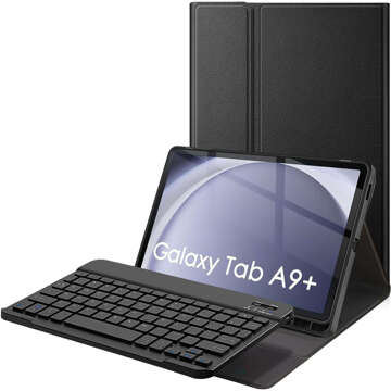 Tastaturhülle für Samsung Galaxy Tab A9 Plus 2023 11 Zoll (X210/X215/X216), magnetische Bluetooth-Tastatur, Alogy, schwarzes Glas