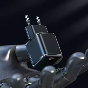 USAMS Wandladegerät 1x USB-C T45 30W PD3.0 Schnellladekabel U63 USB-C/Lightning schwarz/schwarz UXTZH01 (USAMS-UX)