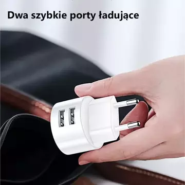 "USAMS Wandladegerät 2xUSB T20 2.1A USB-C weiß/weiß rund Schnellladung XTXLOGT18TC05"