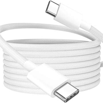 USB-C-Typ-C-Kabel, stark, schnell, 60 W, PD, 1 m, für iPhone 15, Alogy, Nylonkabel, Weiß